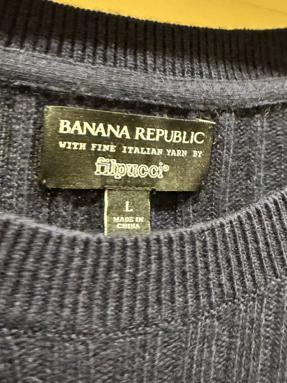 Banana Republic Men's Navy Ribbed Crewneck Sweater